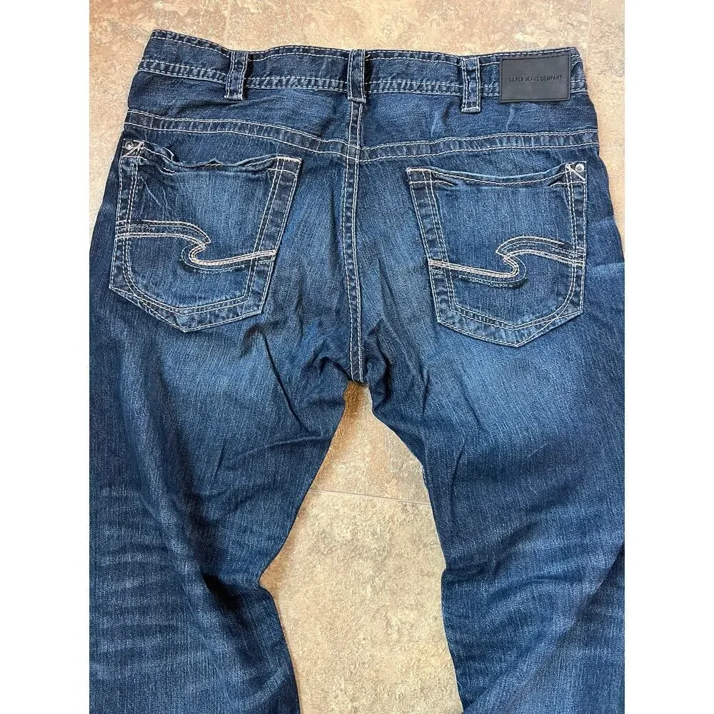 Silver Gordie Comfort Loose Fit Straight Jeans, Men's size 38/34